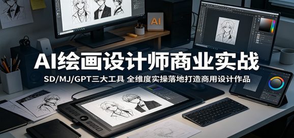 AI绘画设计师商业实战：SD/MJ/GPT三大工具，全维度实操落地打造商用设计作品