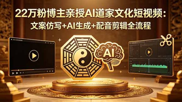 22万粉博主亲授AI道家文化短视频:文案仿写+AI生成+配音剪辑全流程-1 22万粉博主亲授AI道家文化短视频:文案仿写+AI生成+配音剪辑全流程
