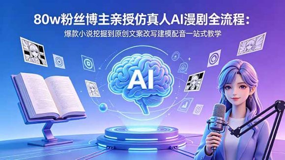 80w粉丝博主亲授仿真人AI漫剧全流程:爆款小说挖掘到原创文案改写建模配音一站式教学-1 80w粉丝博主亲授仿真人AI漫剧全流程:爆款小说挖掘到原创文案改写建模配音一站式教学