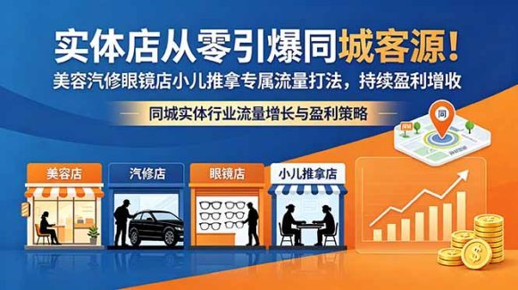 实体店从零引爆同城客源!美容汽修眼镜店小儿推拿专属流量打法,持续盈利增收-1 实体店从零引爆同城客源!美容汽修眼镜店小儿推拿专属流量打法,持续盈利增收