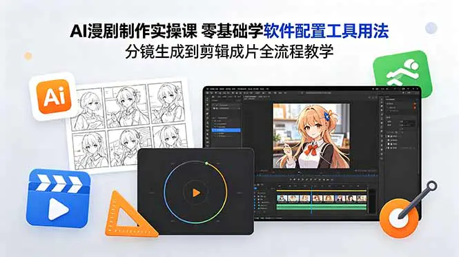 AI漫剧制作实操课 零基础学软件配置工具用法 分镜生成到剪辑成片全流程教学-1 AI漫剧制作实操课 零基础学软件配置工具用法 分镜生成到剪辑成片全流程教学