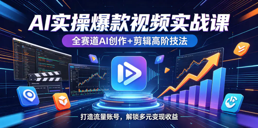 AI实操爆款视频实战课,全赛道AI创作+剪辑高阶技法,打造流量账号,解锁多元变现收益-1 AI实操爆款视频实战课,全赛道AI创作+剪辑高阶技法,打造流量账号,解锁多元变现收益