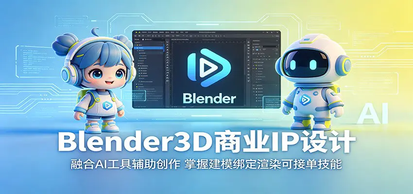 Blender3D商业IP设计:融合AI工具辅助创作,掌握建模绑定渲染可接单技能-1 Blender3D商业IP设计:融合AI工具辅助创作,掌握建模绑定渲染可接单技能