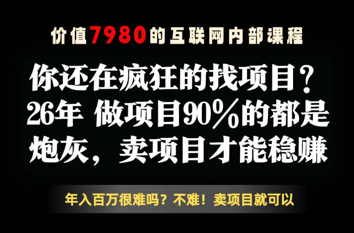 26年请不要疯狂的找项目了,卖项目远比你想象的暴利,你也可以月入10W+【揭秘】-1 26年请不要疯狂的找项目了,卖项目远比你想象的暴利,你也可以月入10W+【揭秘】