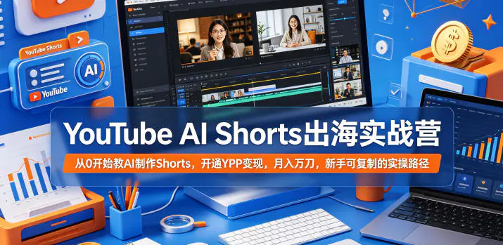 YouTube AI Shorts出海实战营,从0开始教AI制作Shorts,开通YPP变现,月入万刀,新手可复制的实操路径-1 YouTube AI Shorts出海实战营,从0开始教AI制作Shorts,开通YPP变现,月入万刀,新手可复制的实操路径
