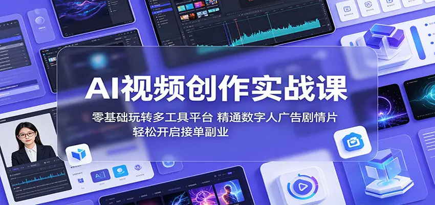 AI视频创作实战课:零基础玩转多工具平台,精通数字人广告、剧情片,轻松开启接单副业-1 AI视频创作实战课:零基础玩转多工具平台,精通数字人广告、剧情片,轻松开启接单副业