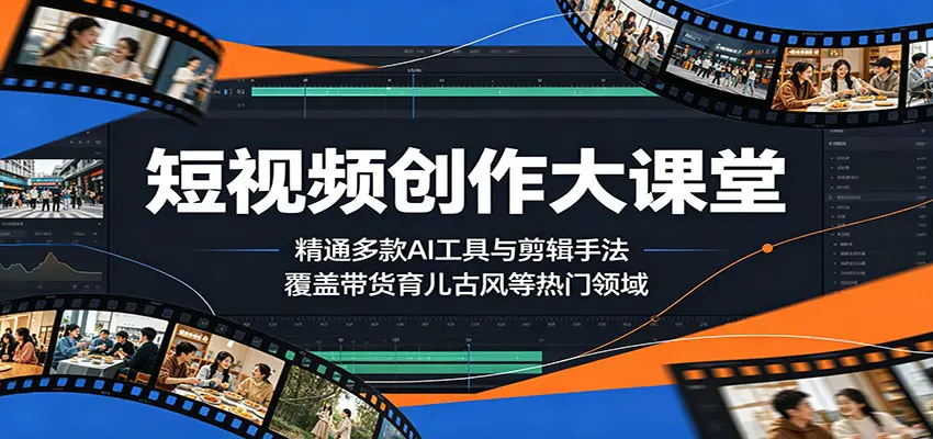 短视频创作大课堂:精通多款AI工具与剪辑手法,覆盖带货、育儿、古风等热门领域-1 短视频创作大课堂:精通多款AI工具与剪辑手法,覆盖带货、育儿、古风等热门领域