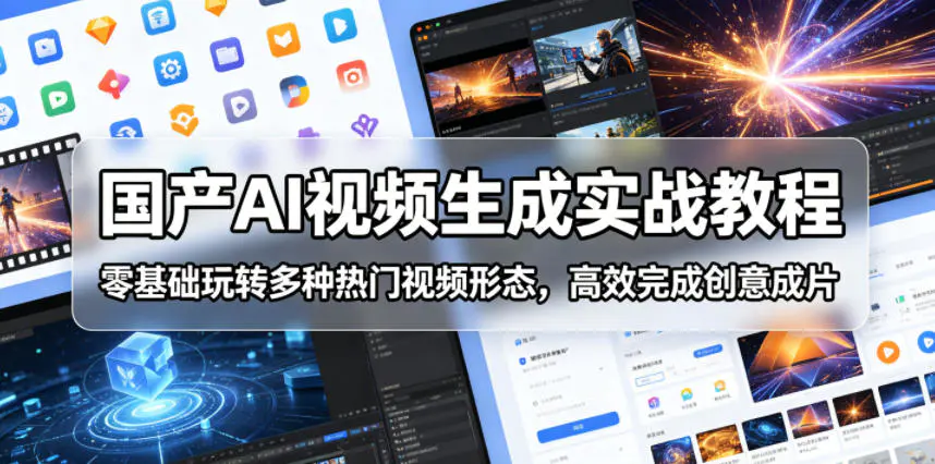 国产AI视频生成实战教程,零基础玩转多种热门视频形态,高效完成创意成片-1 国产AI视频生成实战教程,零基础玩转多种热门视频形态,高效完成创意成片