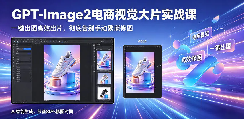 GPT-Image2电商视觉大片实战课，一键出图高效出片，彻底告别手动繁琐修图(更新)