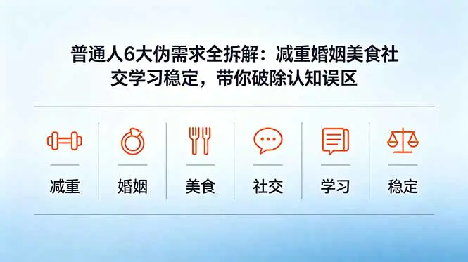 付费文章：普通人6大伪需求全拆解：减重婚姻美食社交学习稳定，带你破除认知误区