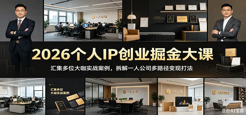 2026个人IP创业掘金大课:汇集多位大咖实战案例,拆解一人公司多路径变现打法-1 2026个人IP创业掘金大课:汇集多位大咖实战案例,拆解一人公司多路径变现打法