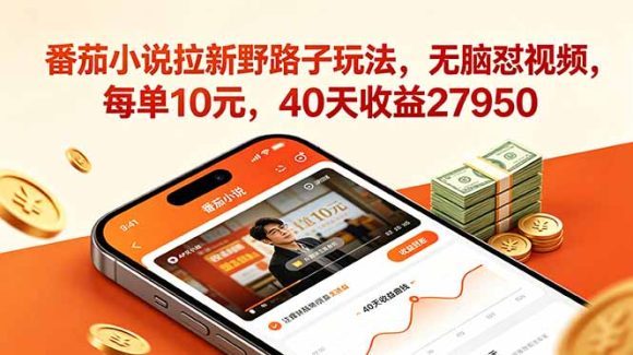 番茄小说拉新野路子玩法,无脑怼视频,每单10元,40天收益27950-1 番茄小说拉新野路子玩法,无脑怼视频,每单10元,40天收益27950