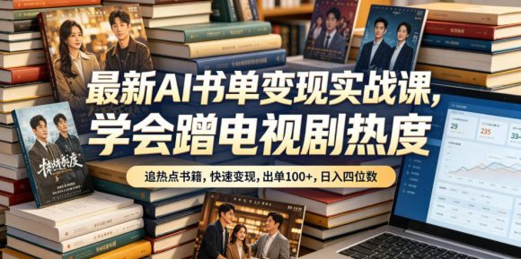 最新AI书单变现实战课,学会蹭电视剧热度,追热点书籍,快速变现,出单100+,日入四位数-1 最新AI书单变现实战课,学会蹭电视剧热度,追热点书籍,快速变现,出单100+,日入四位数