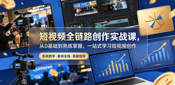 短视频全链路创作实战课,从0基础到熟练掌握,一站式学习短视频创作-1 短视频全链路创作实战课,从0基础到熟练掌握,一站式学习短视频创作