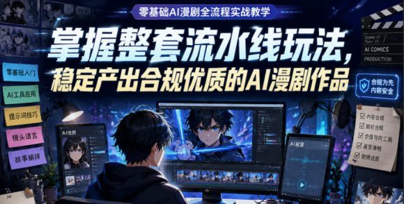 零基础AI漫剧全流程实战教学,掌握整套流水线玩法,稳定产出合规优质的AI漫剧作品-1 零基础AI漫剧全流程实战教学,掌握整套流水线玩法,稳定产出合规优质的AI漫剧作品