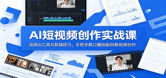 AI短视频创作实战课:活用AI工具与剪辑技巧,手把手教口播短剧创意视频创作-1 AI短视频创作实战课:活用AI工具与剪辑技巧,手把手教口播短剧创意视频创作