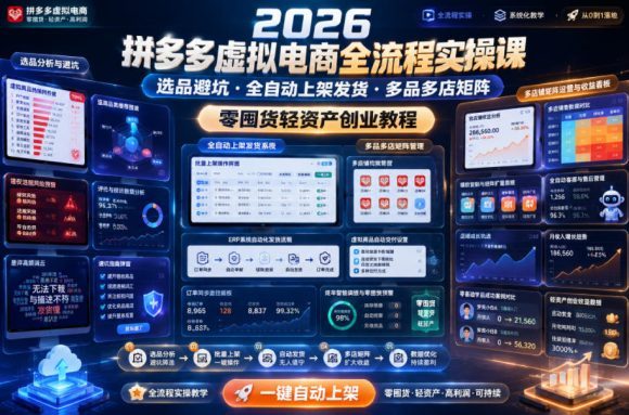 2026拼多多虚拟电商全流程实操课,选品避坑・全自动上架发货・多品多店矩阵,零囤货轻资产创业教程-1 2026拼多多虚拟电商全流程实操课,选品避坑・全自动上架发货・多品多店矩阵,零囤货轻资产创业教程