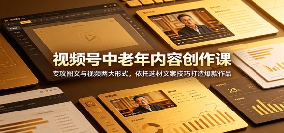 视频号中老年内容创作课:专攻图文与视频两大形式,依托选材文案技巧打造爆款作品-1 视频号中老年内容创作课:专攻图文与视频两大形式,依托选材文案技巧打造爆款作品