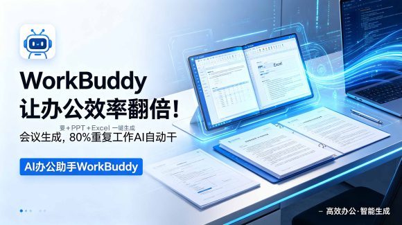 WorkBuddy让办公效率翻倍!会议纪要+PPT+Excel一键生成,80%重复工作AI自动干-1 WorkBuddy让办公效率翻倍!会议纪要+PPT+Excel一键生成,80%重复工作AI自动干