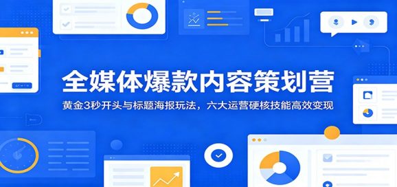 全媒体爆款内容策划营:黄金3秒开头与标题海报玩法,六大运营硬核技能高效变现-1 全媒体爆款内容策划营:黄金3秒开头与标题海报玩法,六大运营硬核技能高效变现
