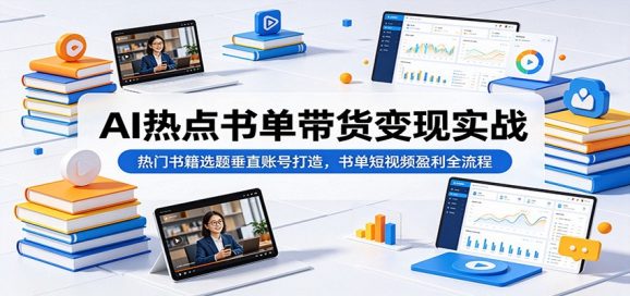AI热点书单带货变现实战:热门书籍选题垂直账号打造,书单短视频盈利全流程-1 AI热点书单带货变现实战:热门书籍选题垂直账号打造,书单短视频盈利全流程