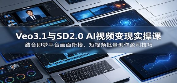 Veo3.1与SD2.0 AI视频变现实操课课:结合即梦平台画面衔接,短视频批量创作盈利技巧-1 Veo3.1与SD2.0 AI视频变现实操课课:结合即梦平台画面衔接,短视频批量创作盈利技巧