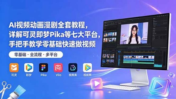 AI视频动画漫剧全套教程,详解可灵即梦Pika等七大平台,手把手教学零基础快速做视频-1 AI视频动画漫剧全套教程,详解可灵即梦Pika等七大平台,手把手教学零基础快速做视频
