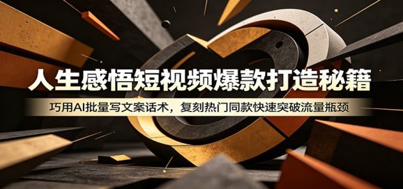 人生感悟短视频爆款打造秘籍:巧用A 批量写文案话术,复刻热门同款快速突破流量瓶颈-1 人生感悟短视频爆款打造秘籍:巧用A 批量写文案话术,复刻热门同款快速突破流量瓶颈