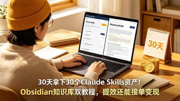 30天拿下30个Claude Skills资产!Obsidian知识库双教程,提效还能接单变现-1 30天拿下30个Claude Skills资产!Obsidian知识库双教程,提效还能接单变现