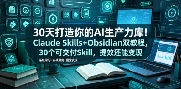 30天打造你的AI生产力库!Claude Skills+Obsidian 双教程,30 个可交付 Skill,提效还能变现-1 30天打造你的AI生产力库!Claude Skills+Obsidian 双教程,30 个可交付 Skill,提效还能变现