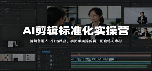 AI剪辑标准化实操营：拆解普通人IP打造路径，手把手实操剪辑，配套练习素材