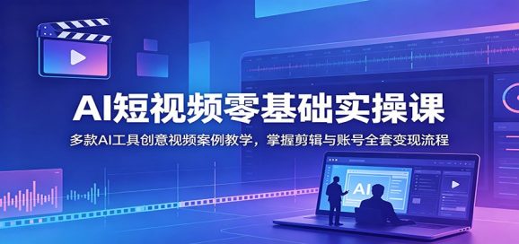 AI短视频零基础实操课:多款AI工具创意视频案例教学,掌握剪辑与账号全套变现流程-1 AI短视频零基础实操课:多款AI工具创意视频案例教学,掌握剪辑与账号全套变现流程