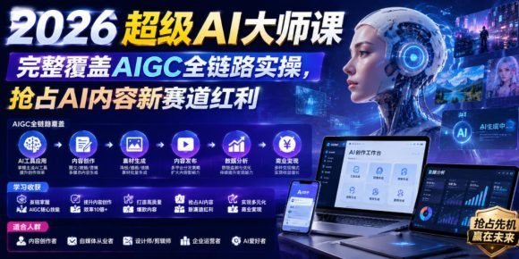 2026超级AI大师课,完整覆盖AIGC全链路实操,抢占AI内容新赛道红利-1 2026超级AI大师课,完整覆盖AIGC全链路实操,抢占AI内容新赛道红利