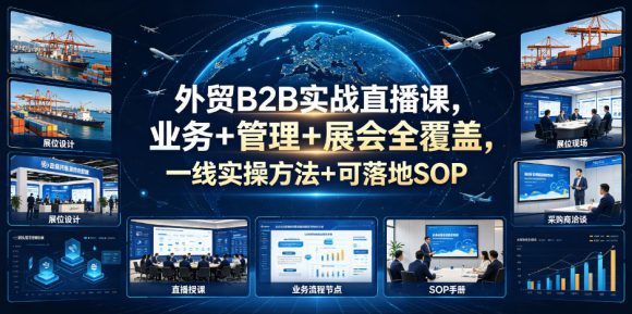 外贸B2B实战直播课,业务+管理+展会全覆盖,一线实操方法+可落地SOP-1 外贸B2B实战直播课,业务+管理+展会全覆盖,一线实操方法+可落地SOP