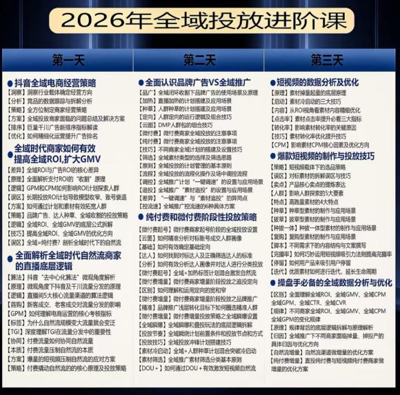 千川扫地僧2026抖音全域投放进阶课,少走弯路·快速起量·掌控增长,6月12-14号杭州线下课-2 千川扫地僧2026抖音全域投放进阶课,少走弯路·快速起量·掌控增长,6月12-14号杭州线下课