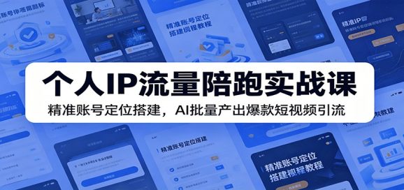 个人IP流量陪跑实战课:精准账号定位搭建,AI批量产出爆款短视频引流-1 个人IP流量陪跑实战课:精准账号定位搭建,AI批量产出爆款短视频引流