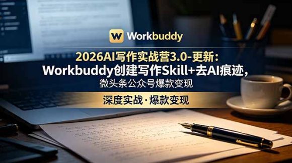 2026AI写作实战营3.0-更新:Workbuddy创建写作Skill+去AI痕迹,微头条公众号爆款变现-1 2026AI写作实战营3.0-更新:Workbuddy创建写作Skill+去AI痕迹,微头条公众号爆款变现