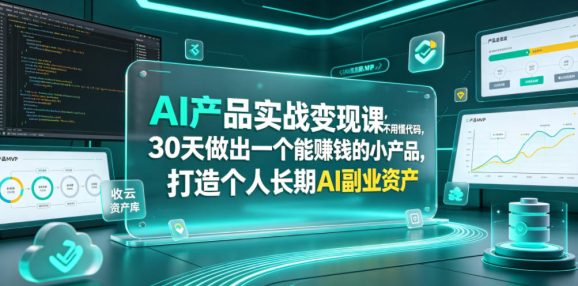 AI产品实战变现课,不用懂代码,30天做出一个能賺钱的小产品,打造个人长期AI副业资产-1 AI产品实战变现课,不用懂代码,30天做出一个能賺钱的小产品,打造个人长期AI副业资产