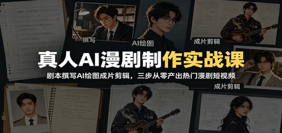 真人AI漫剧制作实战课:剧本撰写AI绘图成片剪辑,三步从零产出热门漫剧短视频-1 真人AI漫剧制作实战课:剧本撰写AI绘图成片剪辑,三步从零产出热门漫剧短视频