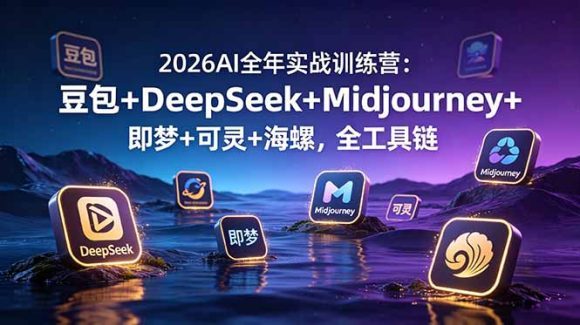 2026AI全年实战训练营：豆包+DeepSeek+Midjourney+即梦+可灵+海螺，全工具链