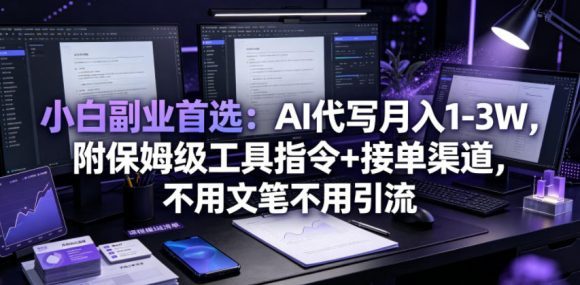 小白副业首选:AI代写月入1-3W,附保姆级工具指令+接单渠道,不用文笔不用引流【揭秘】-1 小白副业首选:AI代写月入1-3W,附保姆级工具指令+接单渠道,不用文笔不用引流【揭秘】