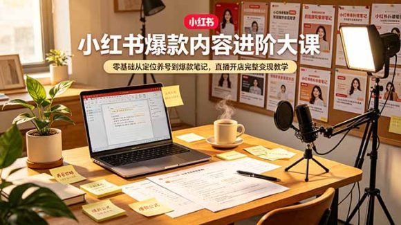 小红书爆款内容进阶大课,零基础从定位养号到爆款笔记,直播开店完整变现教学-1 小红书爆款内容进阶大课,零基础从定位养号到爆款笔记,直播开店完整变现教学