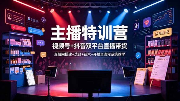 主播特训营:视频号+抖音双平台直播带货,直播间搭建+选品+话术+开播全流程系统教学-1 主播特训营:视频号+抖音双平台直播带货,直播间搭建+选品+话术+开播全流程系统教学