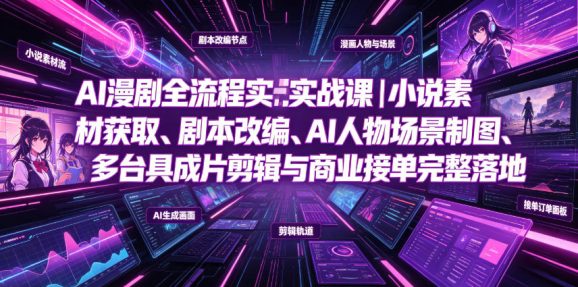 AI漫剧全流程实战课|小说素材获取、剧本改编、AI人物场景制图、多工具成片剪辑、平台付费变现与商业接单完整落地-1 AI漫剧全流程实战课|小说素材获取、剧本改编、AI人物场景制图、多工具成片剪辑、平台付费变现与商业接单完整落地