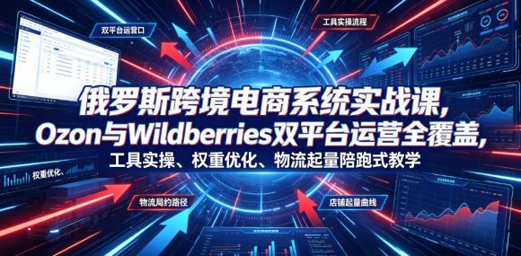 俄罗斯跨境电商系统实战课,Ozon与Wildberries双平台运营全覆盖,工具实操、权重优化、物流履约、店铺起量陪跑式教学-1 俄罗斯跨境电商系统实战课,Ozon与Wildberries双平台运营全覆盖,工具实操、权重优化、物流履约、店铺起量陪跑式教学