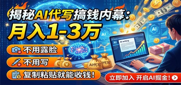揭秘AI代写搞钱内幕:月入1-3万,不用露脸不用写,复制粘贴就能收钱!-1 揭秘AI代写搞钱内幕:月入1-3万,不用露脸不用写,复制粘贴就能收钱!