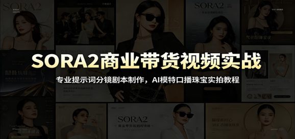 SORA2商业带货视频实战：专业提示词分镜剧本制作，AI模特口播珠宝实拍教程