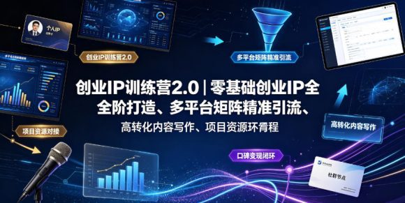 创业IP训练营2.0|零基础创业IP全阶打造、多平台矩阵精准引流、高转化内容写作、项目资源对接与口碑变现闭环课程-1 创业IP训练营2.0|零基础创业IP全阶打造、多平台矩阵精准引流、高转化内容写作、项目资源对接与口碑变现闭环课程