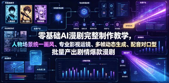 零基础AI漫剧完整制作教学,人物场景统一画风、专业影视运镜、多帧动态生成、配音对口型,批量产出剧情爆款漫剧-1 零基础AI漫剧完整制作教学,人物场景统一画风、专业影视运镜、多帧动态生成、配音对口型,批量产出剧情爆款漫剧