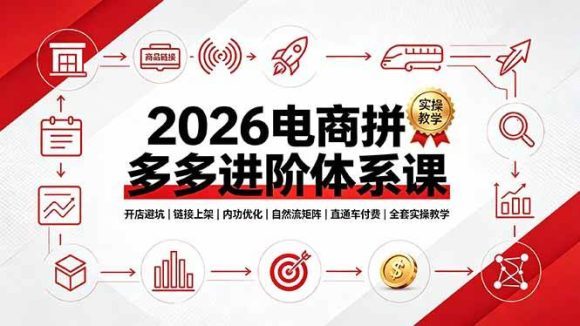 2026电商拼多多进阶体系课,开店避坑,链接上架,内功优化,自然流矩阵|直通车付费|全套实操教学-1 2026电商拼多多进阶体系课,开店避坑,链接上架,内功优化,自然流矩阵|直通车付费|全套实操教学